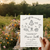 Handgezeichnet Brautparty frisch vom Markt Einladung