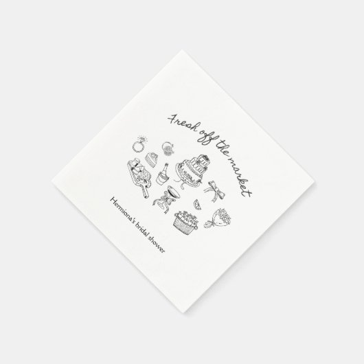 Handgezeichnet Brautparty frisch vom Markt Serviette (Ecke)