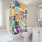 Handgezeichnet Buchstaben: Vintages nahtloses Desi Duschvorhang (Beispiel)