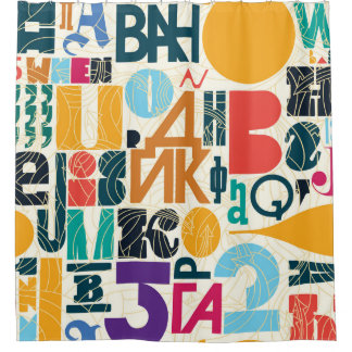 Handgezeichnet Buchstaben: Vintages nahtloses Desi Duschvorhang