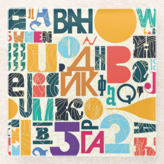 Handgezeichnet Buchstaben: Vintages nahtloses Desi Glasuntersetzer