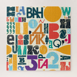 Handgezeichnet Buchstaben: Vintages nahtloses Desi Puzzle