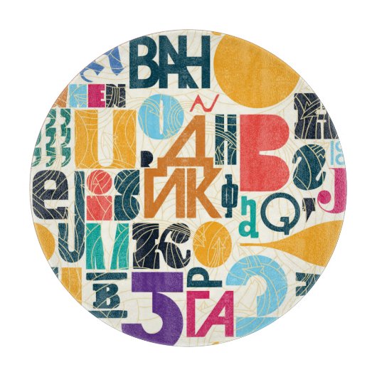 Handgezeichnet Buchstaben: Vintages nahtloses Desi Schneidebrett (Vorderseite)