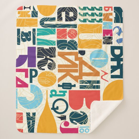 Handgezeichnet Buchstaben: Vintages nahtloses Desi Sherpadecke (Vorderseite)