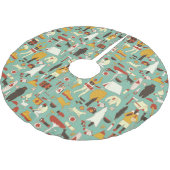 Handgezeichnet Camping, nahtloses Retro-Muster. Polyester Weihnachtsbaumdecke (Schrägansicht)