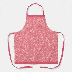 Handgezeichnet Challah Backmuster hebräisches Rosa Schürze
