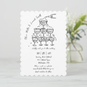 Handgezeichnet Champagnerturm Save the Date Hochze Einladung (Stehend Vorderseite)