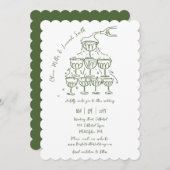 Handgezeichnet Champagnerturm Save the Date Hochze Einladung (Vorne/Hinten)