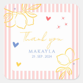 Handgezeichnet Ciao Bella Zitrone Italienische Bra Quadratischer Aufkleber