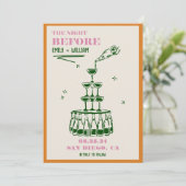 Handgezeichnet die Nacht vor der Probe Abendessen Einladung (Stehend Vorderseite)