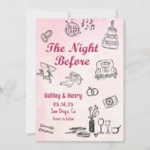 Handgezeichnet die Nacht vor der Probe Abendessen Einladung (Vorderseite)