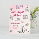Handgezeichnet die Nacht vor der Probe Abendessen Einladung (Stehend Vorderseite)