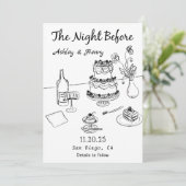 Handgezeichnet die Nacht vor der Probe Abendessen Einladung (Stehend Vorderseite)