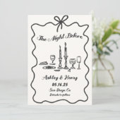 Handgezeichnet die Nacht vor der Probe Abendessen Einladung (Stehend Vorderseite)