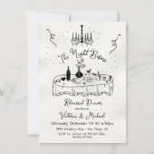 Handgezeichnet die Nacht vor der Probe Abendessen Einladung (Vorderseite)