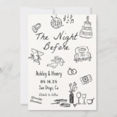Handgezeichnet die Nacht vor der Probe Abendessen Einladung (Vorderseite)
