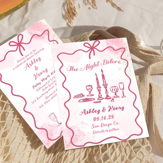 Handgezeichnet die Nacht vor der Probe Abendessen Einladung