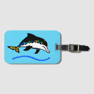 Handgezeichnet - DOLPHIN - Ozean - Wildtiere - Gepäckanhänger