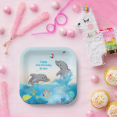 Handgezeichnet Dolphin Volleyball Splash Ocean Pappteller (Party)