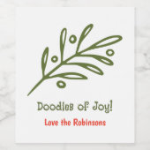 HandGezeichnet Doodle Custom Holiday Weihnachtssch Weinetikett (Einzelnes Label)