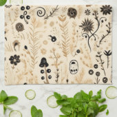 HandGezeichnet Doodle Floral Nahtloses Muster Geschirrtuch (Gefaltet)