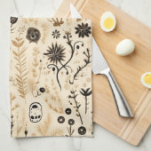 HandGezeichnet Doodle Floral Nahtloses Muster Geschirrtuch (Viertel Falte)