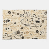 HandGezeichnet Doodle Floral Nahtloses Muster Geschirrtuch (Horizontal)