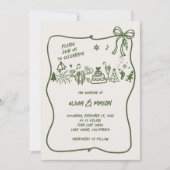 HandGezeichnet Doodle Frame Bow Sage Winter QR Hoc Einladung (Vorderseite)