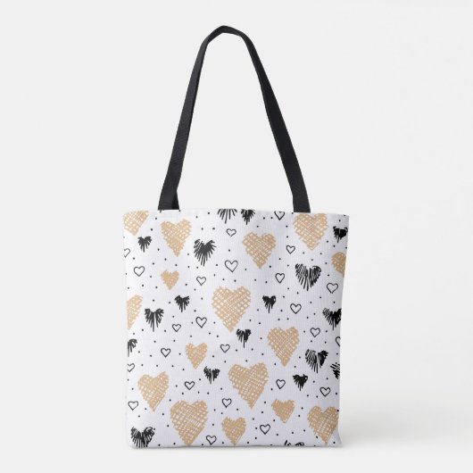 HandGezeichnet Doodle Hearts Tasche (Rückseite)