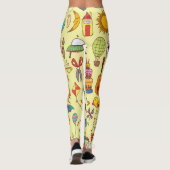 Handgezeichnet Doodle-Kinder: Vintages Muster. Leggings (Rückseite)