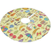 Handgezeichnet Doodle-Kinder: Vintages Muster. Polyester Weihnachtsbaumdecke (Schrägansicht)