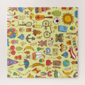 Handgezeichnet Doodle-Kinder: Vintages Muster. Puzzle (Horizontal)