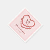 HandGezeichnet Doodle Vintag Cake Rosa Geburtstag Serviette (Ecke)