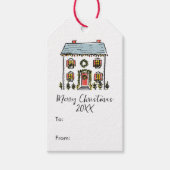 HandGezeichnet Doodles Festive Zuhause Frohe Weihn Geschenkanhänger (Vorderseite)