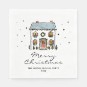 HandGezeichnet Doodles Zuhause Weihnachts-Party Serviette (Vorderseite)