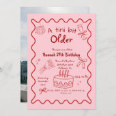Handgezeichnet ein Tini Bit Ältere Martini Geburts Einladung (Vorne/Hinten)