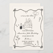 Handgezeichnet ein Tini-Bit Ältere verrückte Gebur Einladung (Vorne/Hinten)