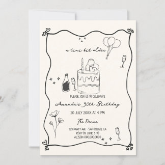 Handgezeichnet ein Tini-Bit Ältere verrückte Gebur Einladung