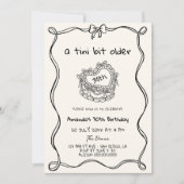 Handgezeichnet eine Tini Bit Ältere Quirky Geburts Einladung (Vorderseite)