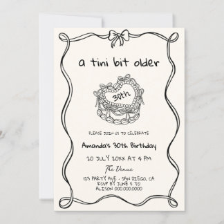 Handgezeichnet eine Tini Bit Ältere Quirky Geburts Einladung