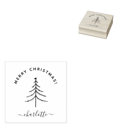 Handgezeichnet Eleganter froher Weihnachtsurlaub Gummistempel (Stempel)