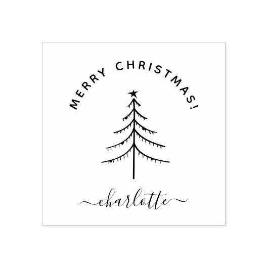 Handgezeichnet Eleganter froher Weihnachtsurlaub Gummistempel (Prägung)