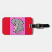 Handgezeichnet - ELEPHANT - Wildtier - Rosa & Rot Gepäckanhänger (Vorderseite horizontal)