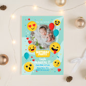 Handgezeichnet Emoji mit Foto Geburtstagsparty Einladung