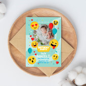 Handgezeichnet Emoji mit Foto Geburtstagsparty Einladung