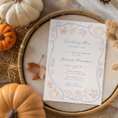 Handgezeichnet etwas Blue Fall Brautparty Einladung