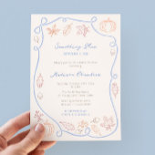 Handgezeichnet etwas Blue Fall Brautparty Einladung