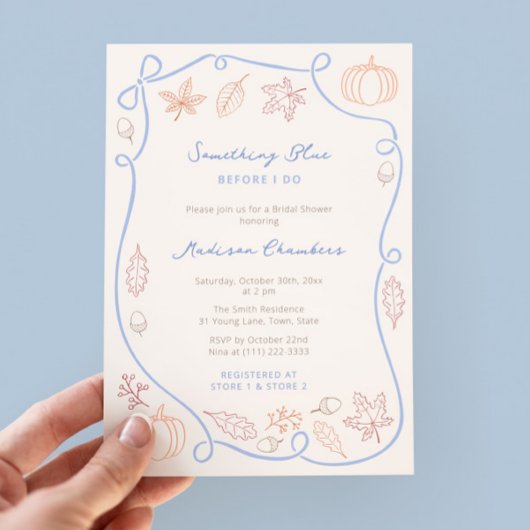 Handgezeichnet etwas Blue Fall Brautparty Einladung