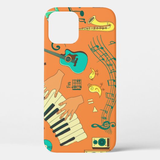Handgezeichnet farbiges Musikmuster Case-Mate iPhone Hülle (Rückseite)