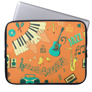 Handgezeichnet farbiges Musikmuster Laptopschutzhülle